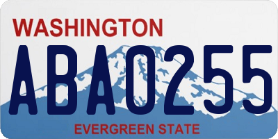 WA license plate ABA0255