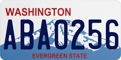 WA license plate ABA0256