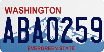 WA license plate ABA0259