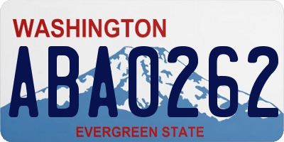 WA license plate ABA0262