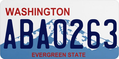 WA license plate ABA0263