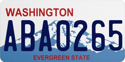 WA license plate ABA0265