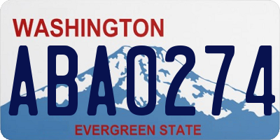 WA license plate ABA0274