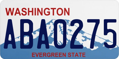 WA license plate ABA0275