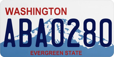 WA license plate ABA0280