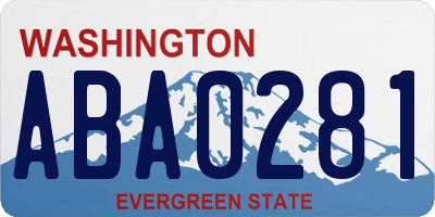 WA license plate ABA0281