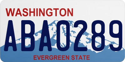 WA license plate ABA0289