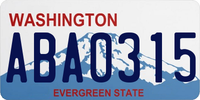 WA license plate ABA0315