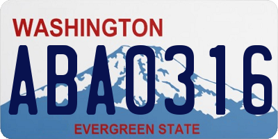 WA license plate ABA0316