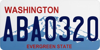 WA license plate ABA0320