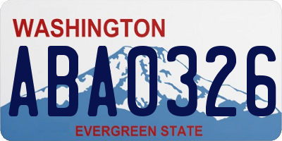 WA license plate ABA0326