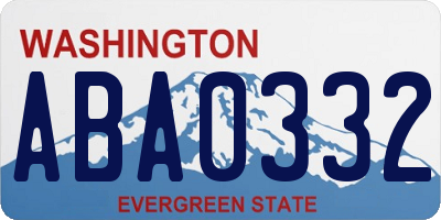 WA license plate ABA0332