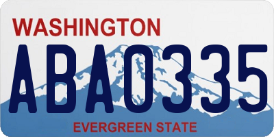 WA license plate ABA0335