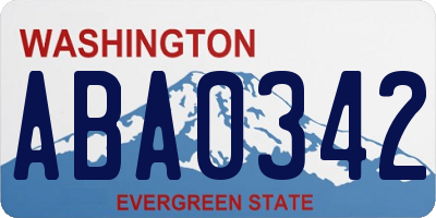 WA license plate ABA0342