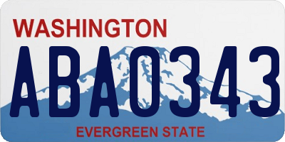 WA license plate ABA0343