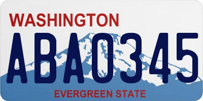 WA license plate ABA0345