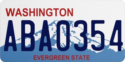 WA license plate ABA0354