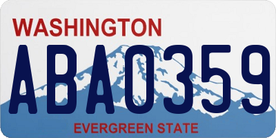 WA license plate ABA0359