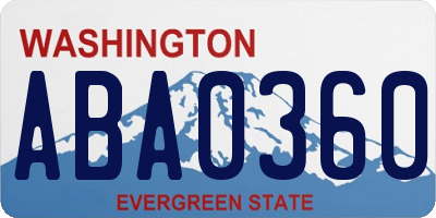 WA license plate ABA0360