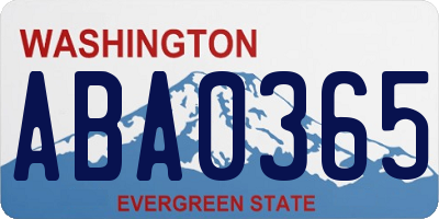 WA license plate ABA0365
