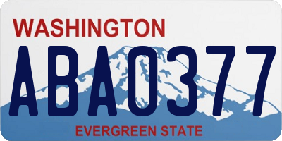 WA license plate ABA0377