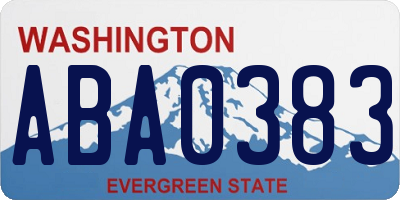 WA license plate ABA0383