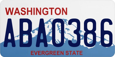WA license plate ABA0386