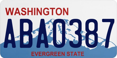 WA license plate ABA0387