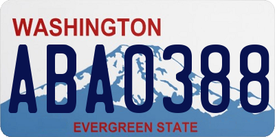 WA license plate ABA0388