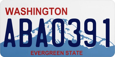 WA license plate ABA0391