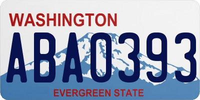 WA license plate ABA0393