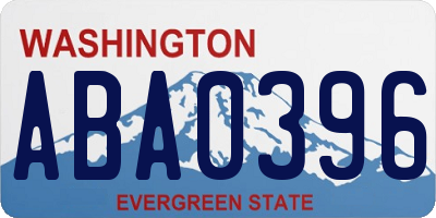 WA license plate ABA0396