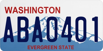 WA license plate ABA0401