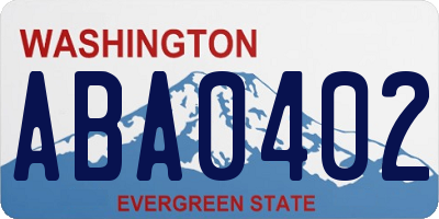 WA license plate ABA0402