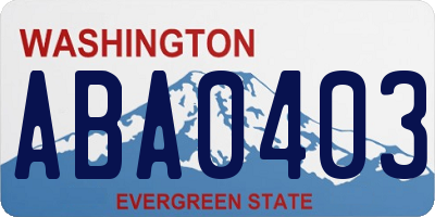 WA license plate ABA0403