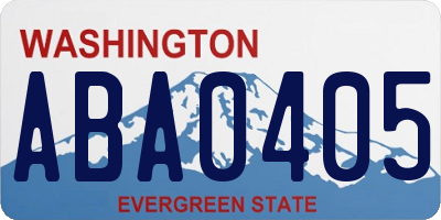 WA license plate ABA0405
