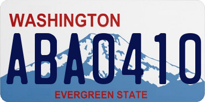 WA license plate ABA0410