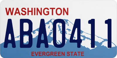 WA license plate ABA0411