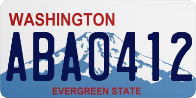 WA license plate ABA0412