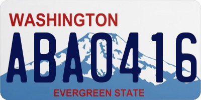 WA license plate ABA0416