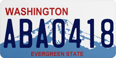 WA license plate ABA0418