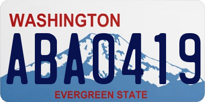 WA license plate ABA0419