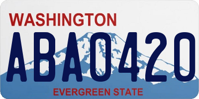 WA license plate ABA0420