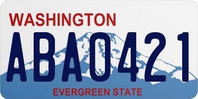 WA license plate ABA0421