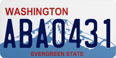 WA license plate ABA0431