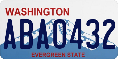 WA license plate ABA0432