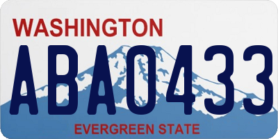 WA license plate ABA0433
