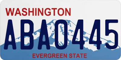 WA license plate ABA0445