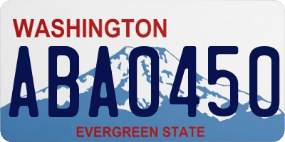 WA license plate ABA0450