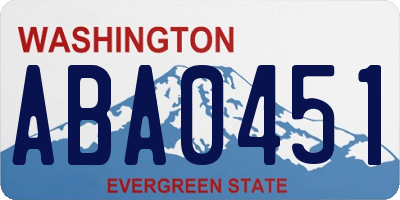 WA license plate ABA0451